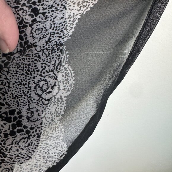 Romy Black and White Floral Sheer Layer Whimsigoth Dress - Picture 6 of 7